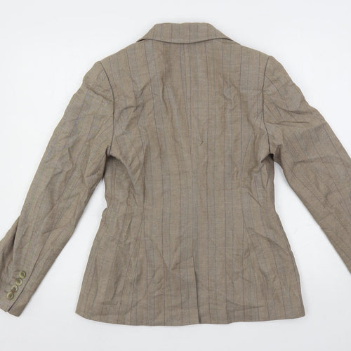 NEXT Womens Beige Striped Jacket Blazer Size 10 Button