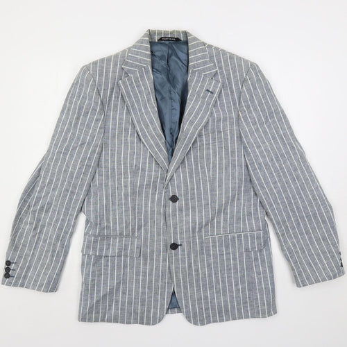 Saint Hilare Mens Blue Striped Linen Jacket Blazer Size 38 Regular