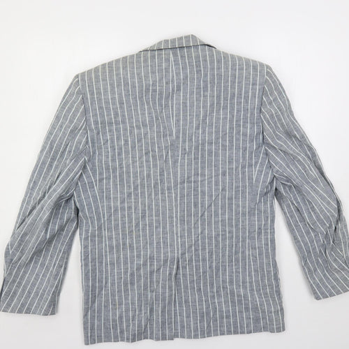 Saint Hilare Mens Blue Striped Linen Jacket Blazer Size 38 Regular
