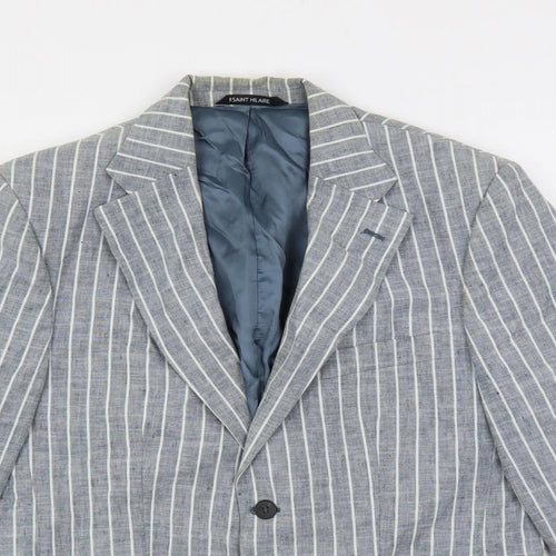 Saint Hilare Mens Blue Striped Linen Jacket Blazer Size 38 Regular