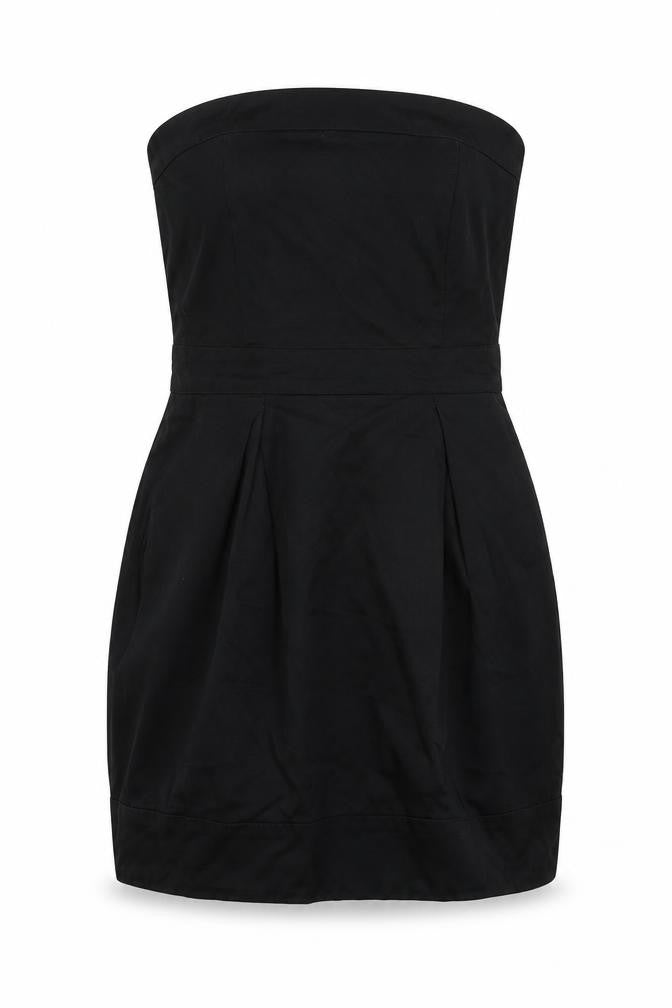 French Connection Womens Black Cotton Mini Size 12 Off the Shoulder Zip - Strapless