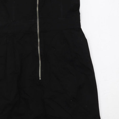 French Connection Womens Black Cotton Mini Size 12 Off the Shoulder Zip - Strapless