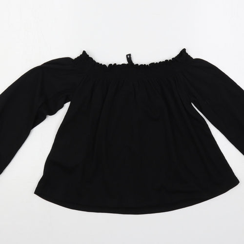 H&M Womens Black Polyester Cropped Blouse Size S Off the Shoulder