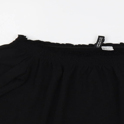 H&M Womens Black Polyester Cropped Blouse Size S Off the Shoulder
