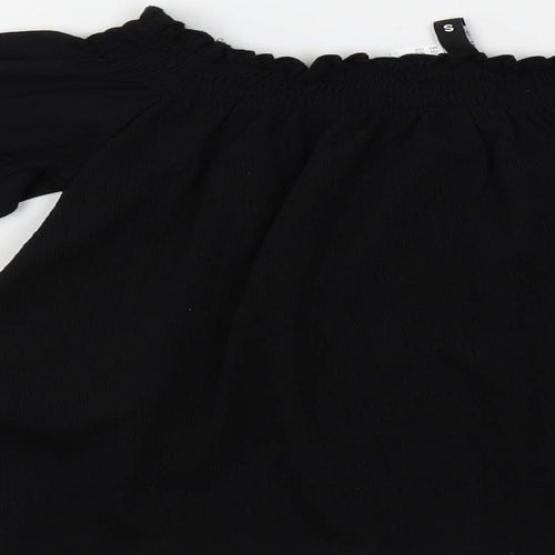 H&M Womens Black Polyester Cropped Blouse Size S Off the Shoulder