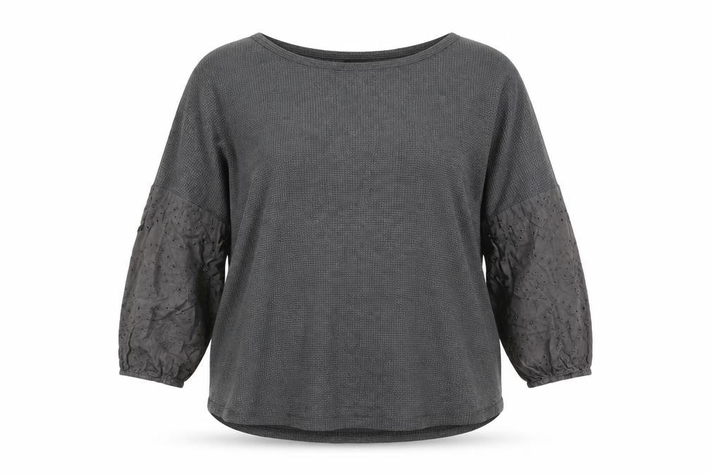 Front view of Yoins women’s grey polyester basic t-shirt, size XL, boat neck