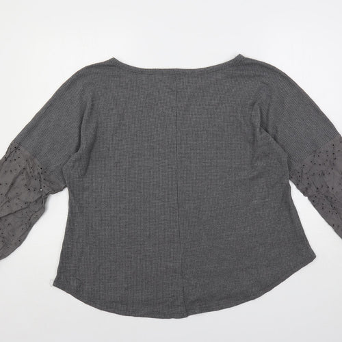 Yoins Womens Grey Polyester Basic T-Shirt Size XL Boat Neck