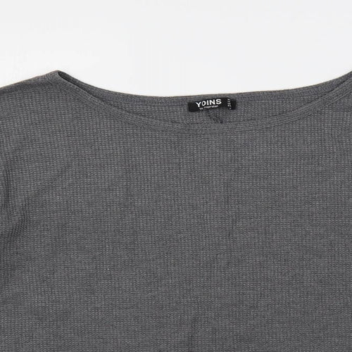Yoins Womens Grey Polyester Basic T-Shirt Size XL Boat Neck