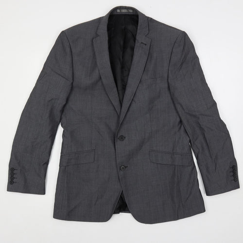 Racing Green Mens Grey Polyester Jacket Suit Jacket Size 40 Regular