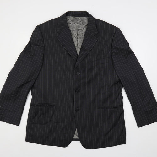 Marks and Spencer Mens Green Striped Wool Jacket Suit Jacket Size 44 Regular