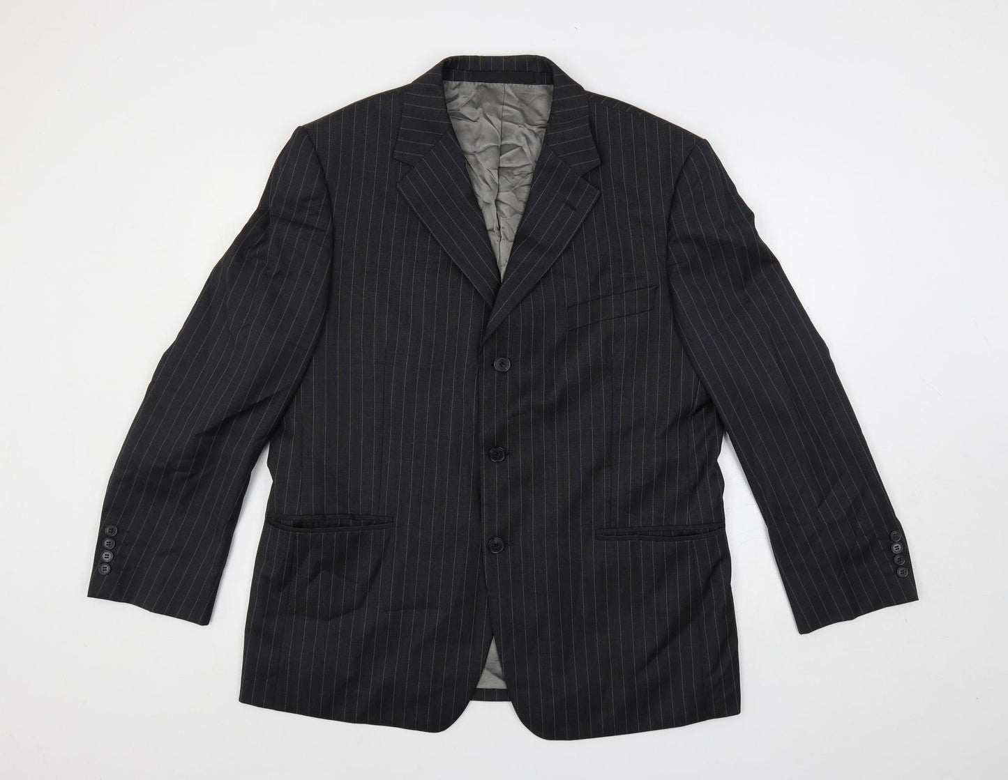 Marks and Spencer Mens Green Striped Wool Jacket Suit Jacket Size 44 Regular