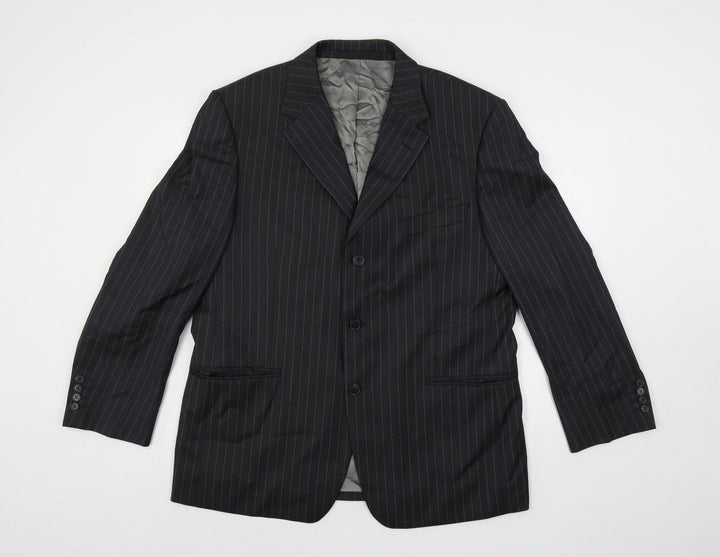 Marks and Spencer Mens Green Striped Wool Jacket Suit Jacket Size 44 Regular