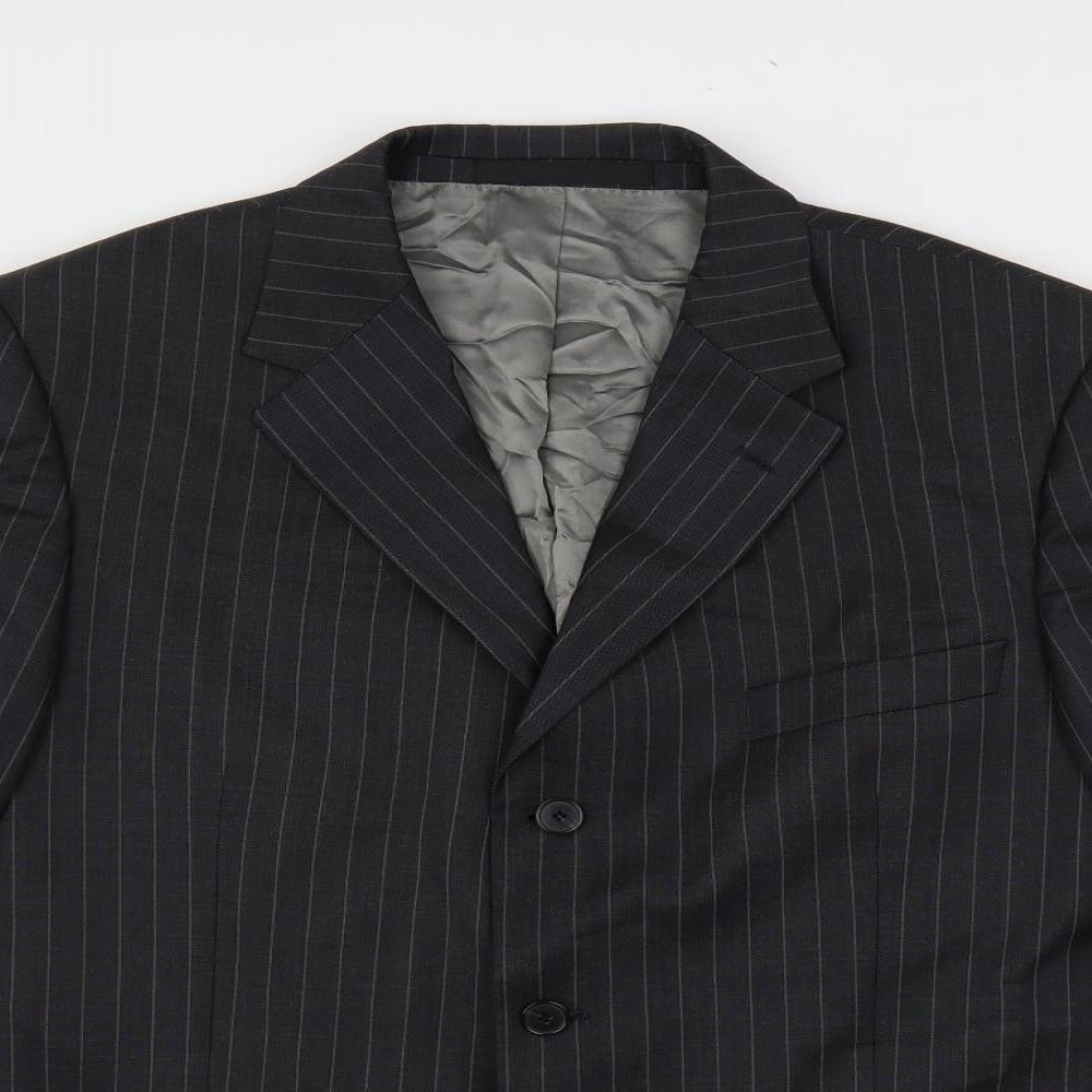 Marks and Spencer Mens Green Striped Wool Jacket Suit Jacket Size 44 Regular