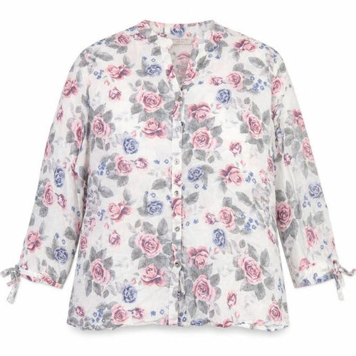 anna rose Womens White Floral Viscose Jersey Button-Up Size 16 V-Neck