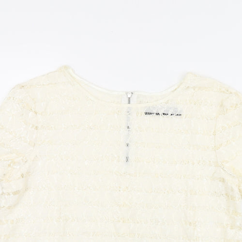 Dorothy Perkins Womens Beige Polyester Basic T-Shirt Size 12 Boat Neck