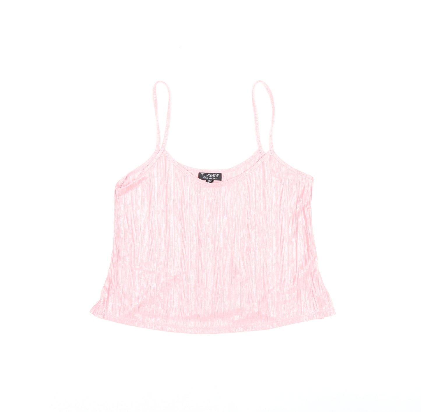 Topshop Womens Pink Polyester Camisole T-Shirt Size 8 Scoop Neck