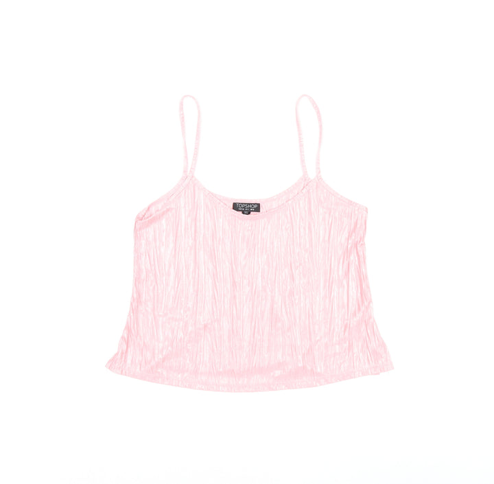 Topshop Womens Pink Polyester Camisole T-Shirt Size 8 Scoop Neck