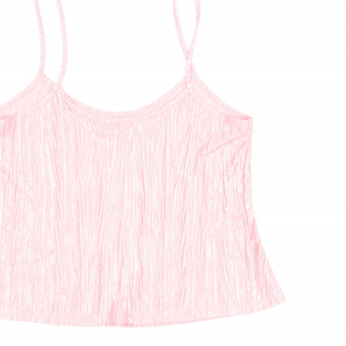 Topshop Womens Pink Polyester Camisole T-Shirt Size 8 Scoop Neck