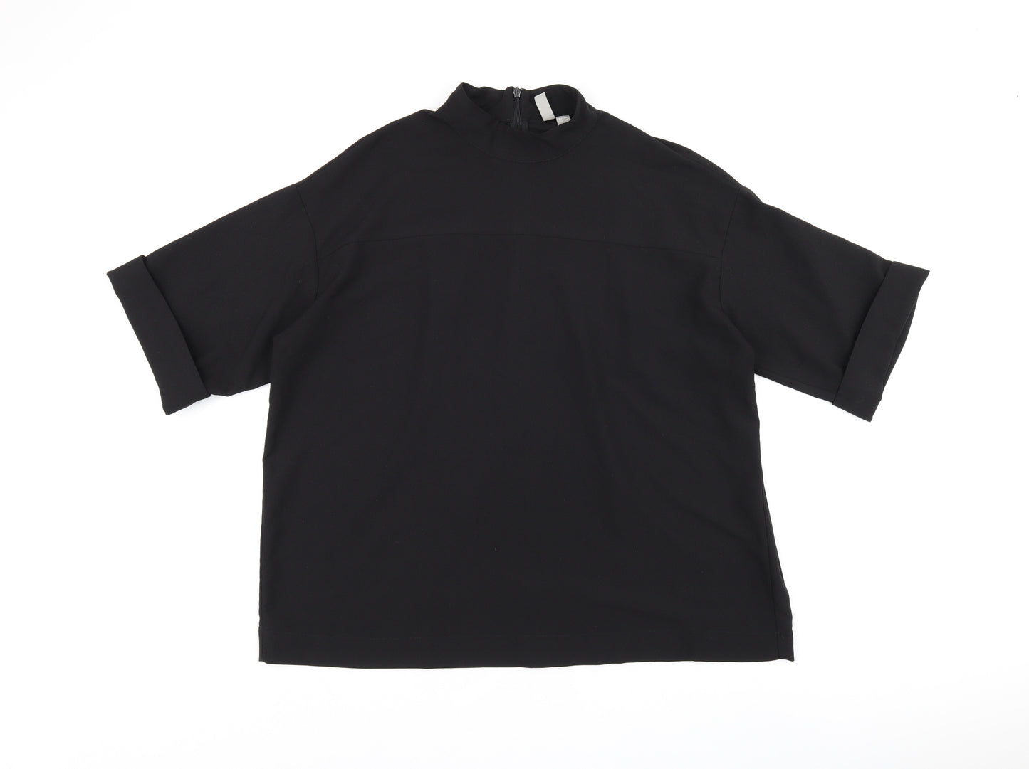 ASOS Womens Black Polyester Basic Blouse Size 12 Round Neck