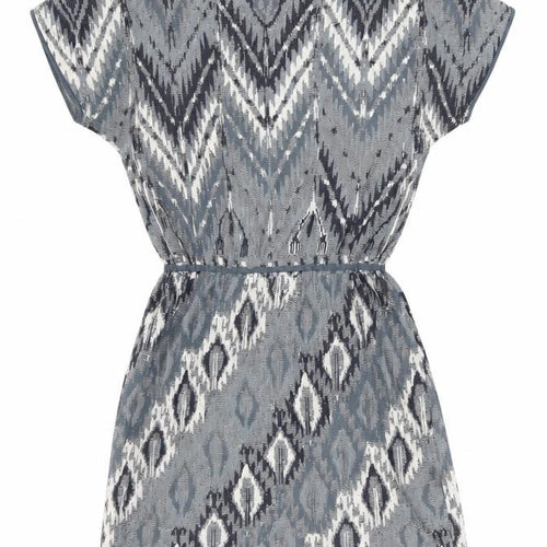 Peruvian Connection Womens Blue Geometric Cotton Shift Size M Boat Neck Pullover