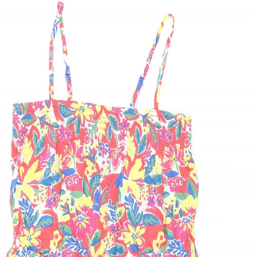 Marks and Spencer Womens Red Floral Viscose Playsuit One-Piece Size 12 Pullover