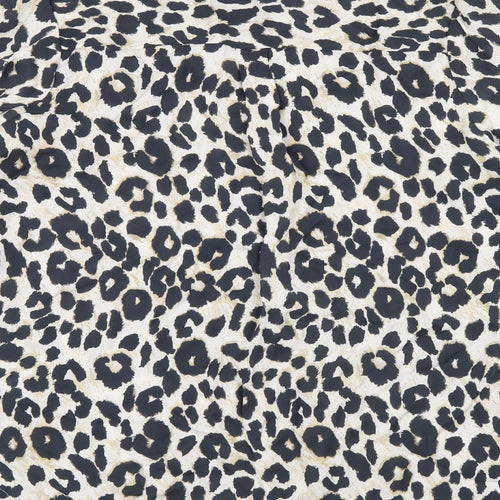 Sosandar Womens Beige Animal Print Viscose Basic Button-Up Size 12 Collared - Leopard print