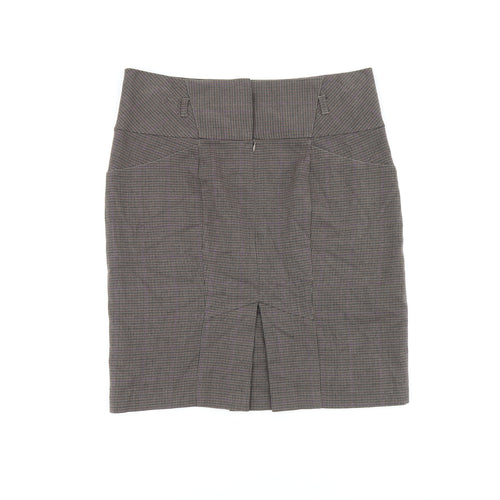 NEXT Womens Brown Geometric Polyester Straight & Pencil Skirt Size 12 Zip - Houndstooth