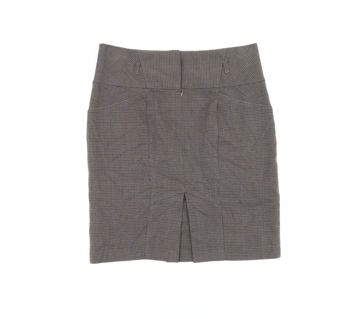 NEXT Womens Brown Geometric Polyester Straight & Pencil Skirt Size 12 Zip - Houndstooth