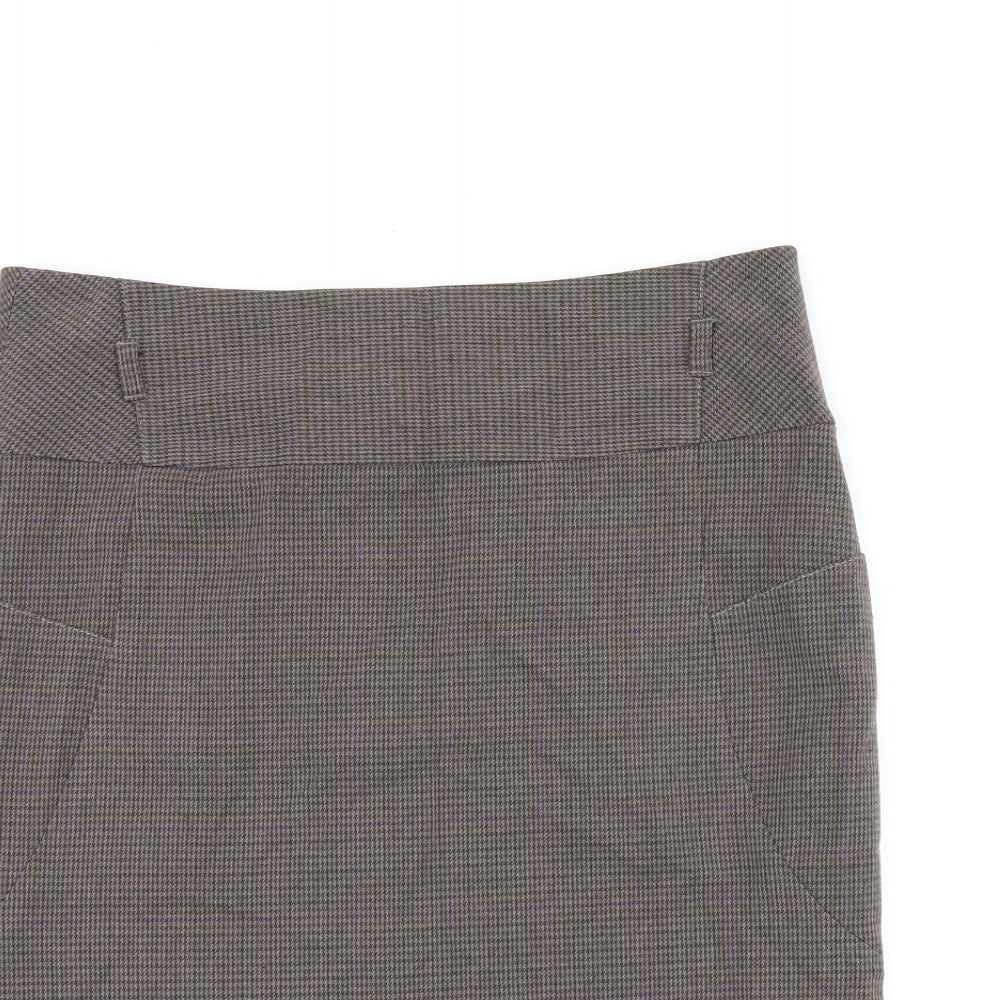 NEXT Womens Brown Geometric Polyester Straight & Pencil Skirt Size 12 Zip - Houndstooth