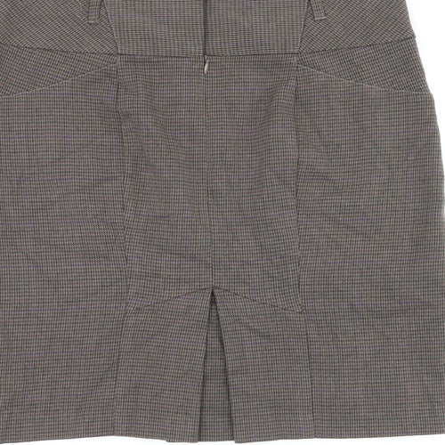 NEXT Womens Brown Geometric Polyester Straight & Pencil Skirt Size 12 Zip - Houndstooth