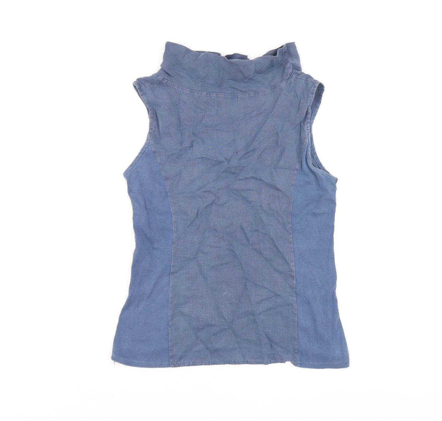 Blu Orchid Womens Blue Polyester Basic T-Shirt Size S High Neck