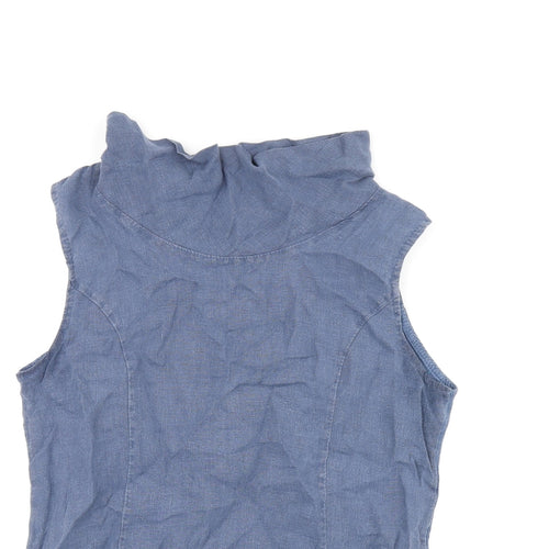 Blu Orchid Womens Blue Polyester Basic T-Shirt Size S High Neck