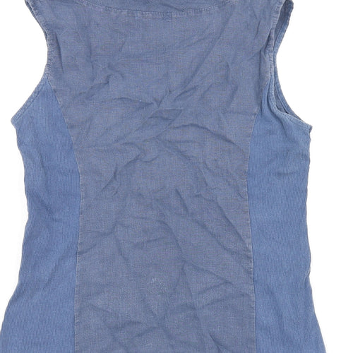 Blu Orchid Womens Blue Polyester Basic T-Shirt Size S High Neck