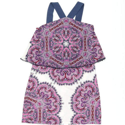 Warehouse Womens Pink Paisley Polyester Shift Size 8 Halter Zip