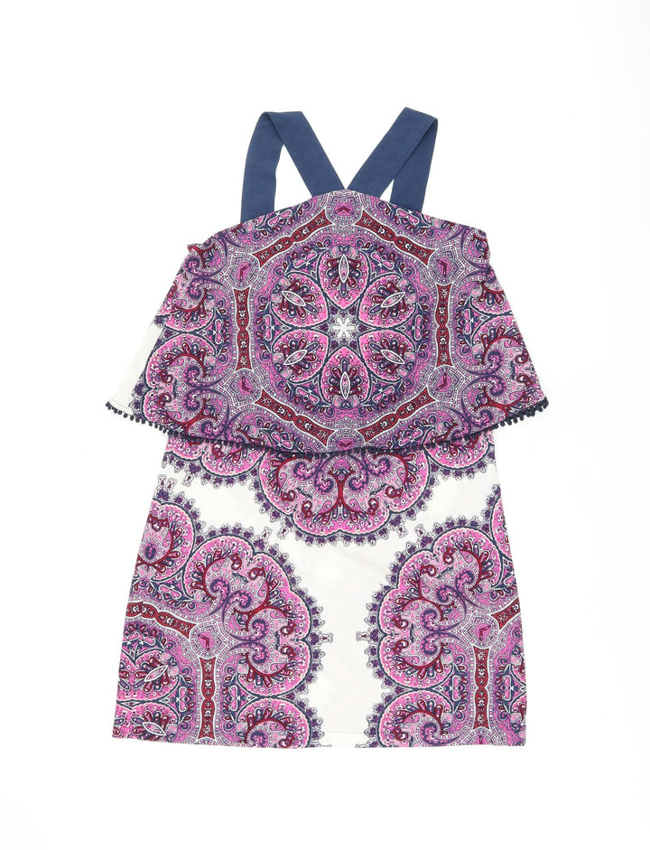 Warehouse Womens Pink Paisley Polyester Shift Size 8 Halter Zip