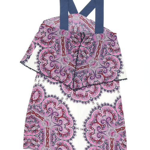 Warehouse Womens Pink Paisley Polyester Shift Size 8 Halter Zip