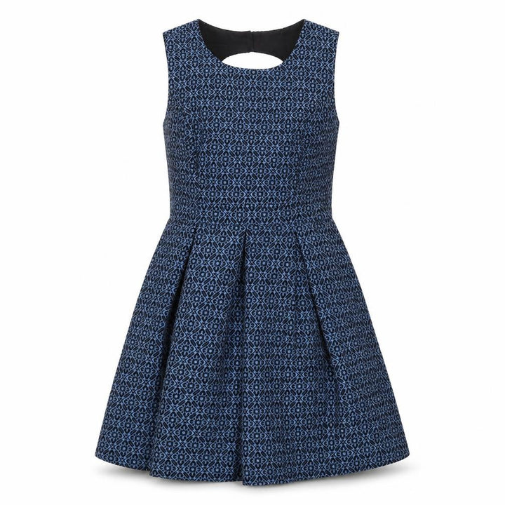 Forever 21 Womens Blue Geometric Cotton Fit & Flare Size M Scoop Neck Zip