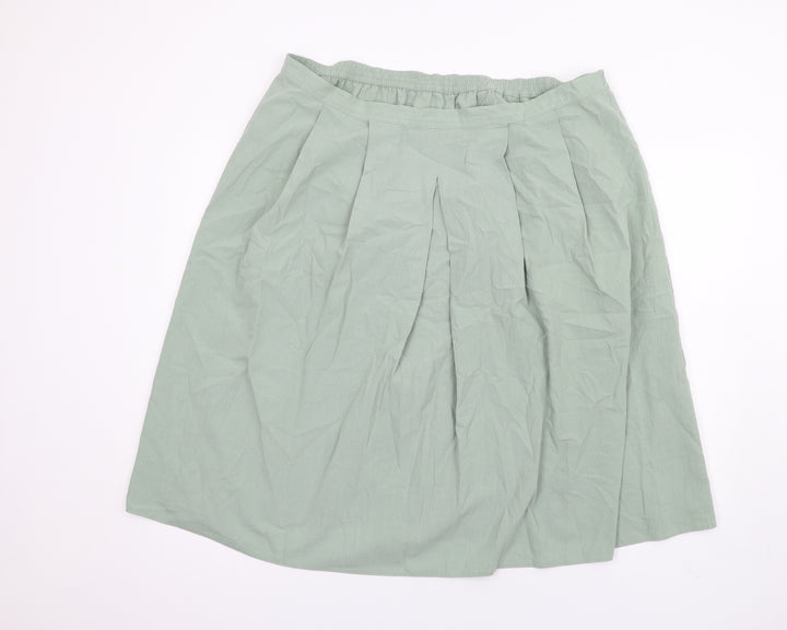 EWM Womens Green Polyester A-Line Skirt Size 22