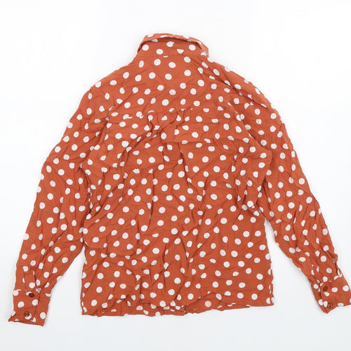 ASOS Womens Orange Polka Dot Viscose Basic Button-Up Size 6 Collared