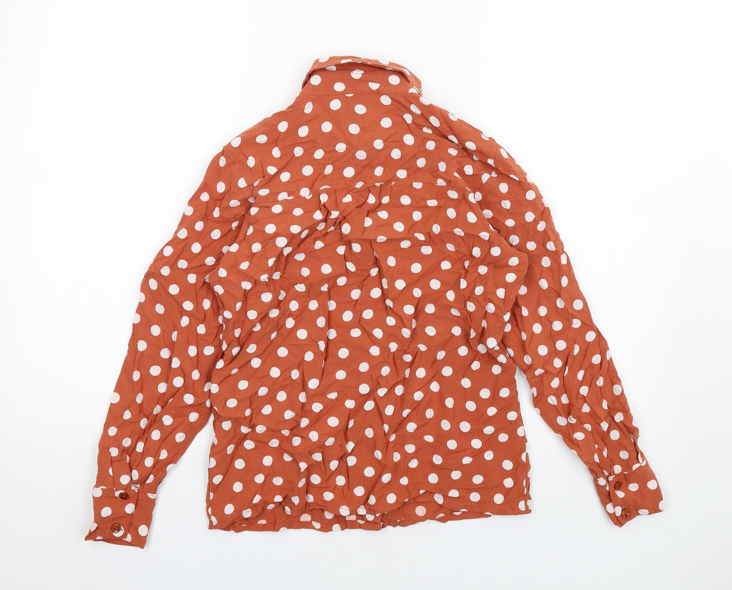 ASOS Womens Orange Polka Dot Viscose Basic Button-Up Size 6 Collared