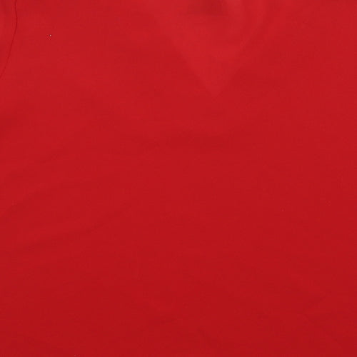 ID Collection Womens Red Polyester Basic Blouse Size 12 V-Neck