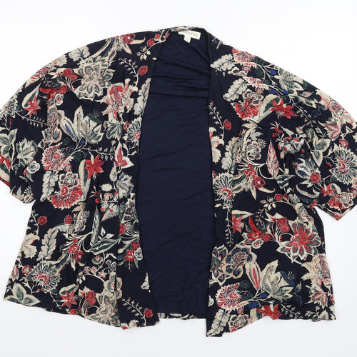Monsoon Womens Multicoloured Geometric Viscose Kimono Blouse Size M V-Neck