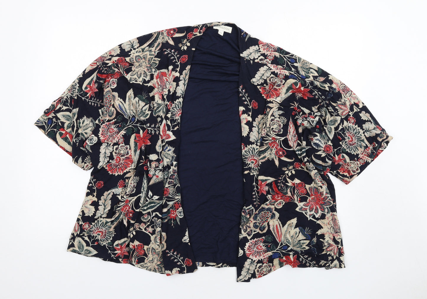 Monsoon Womens Multicoloured Geometric Viscose Kimono Blouse Size M V-Neck