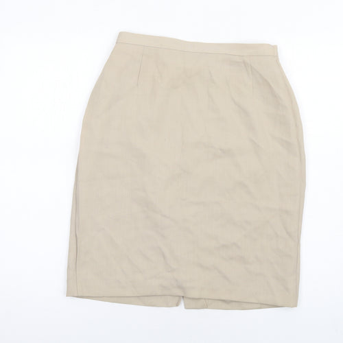 Marks and Spencer Womens Beige Polyester Straight & Pencil Skirt Size 12 Zip