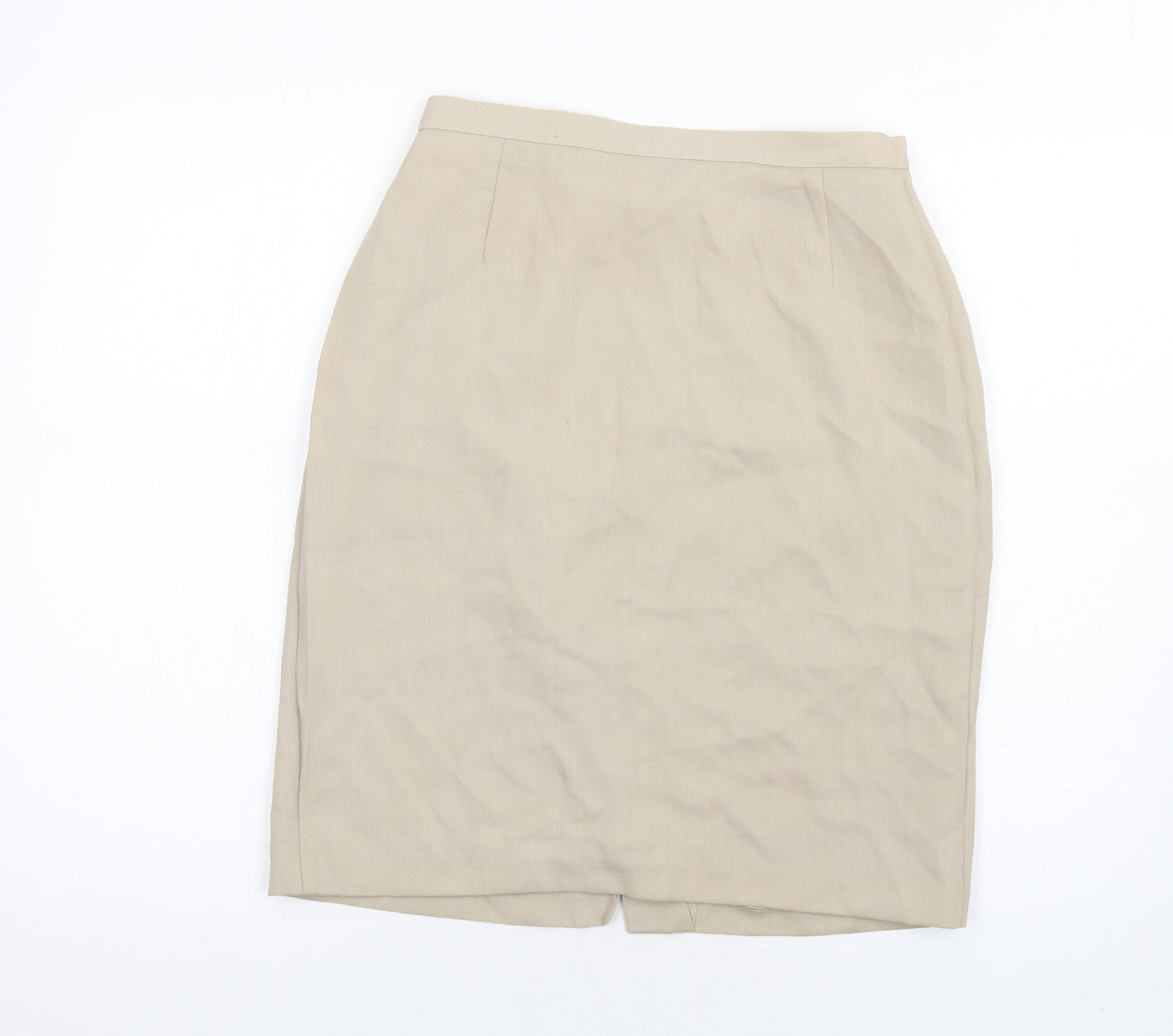 Marks and Spencer Womens Beige Polyester Straight & Pencil Skirt Size 12 Zip