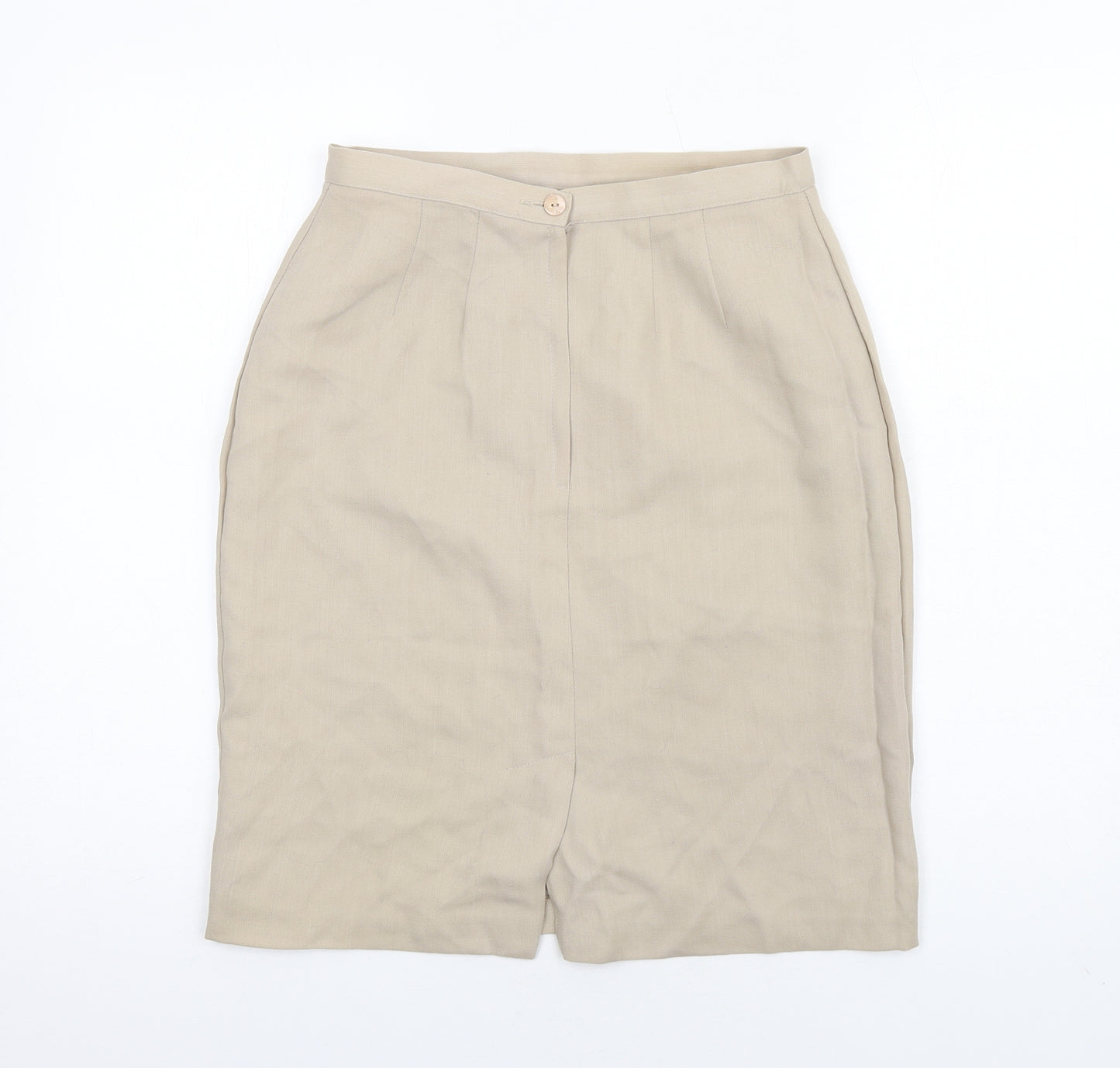 Marks and Spencer Womens Beige Polyester Straight & Pencil Skirt Size 12 Zip