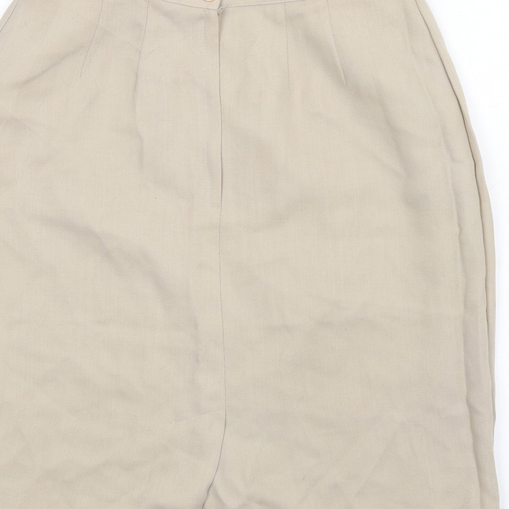 Marks and Spencer Womens Beige Polyester Straight & Pencil Skirt Size 12 Zip