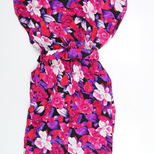BHS Womens Multicoloured Floral Polyester Pencil Dress Size 10 V-Neck Pullover