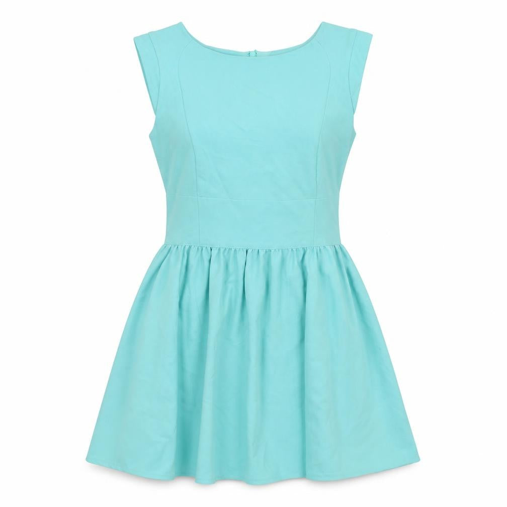 Miss Selfridge Womens Blue Polyester Fit & Flare Size 12 Boat Neck Zip