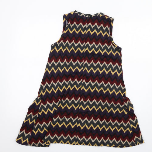 Izabel London Womens Multicoloured Chevron Polyester A-Line Size 8 Round Neck Pullover